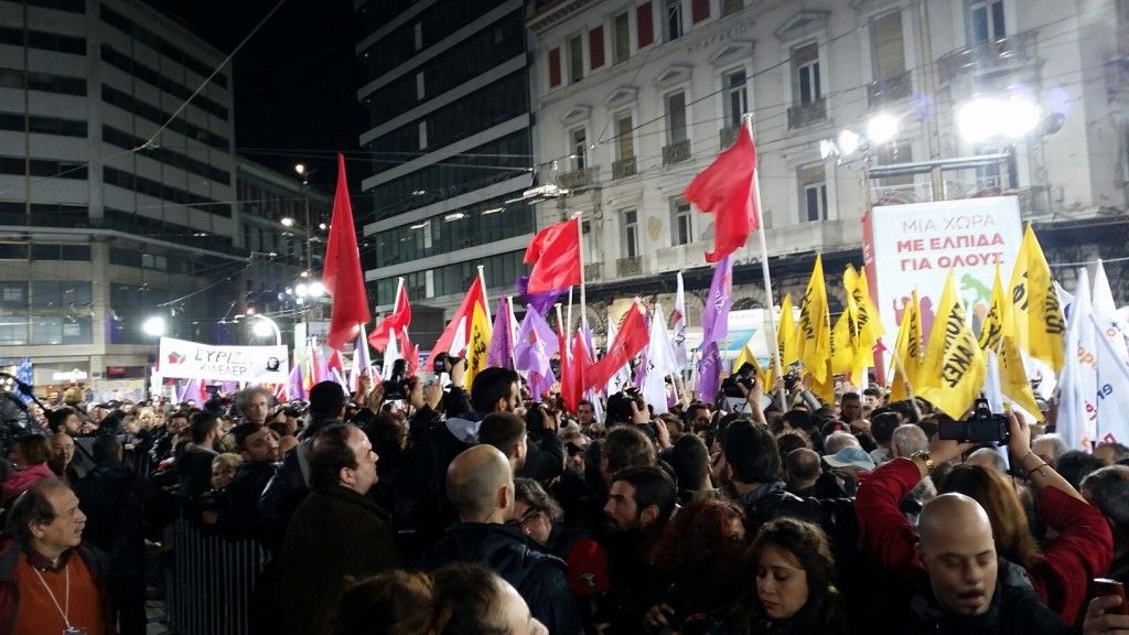 The mighty street rally in central Athens.